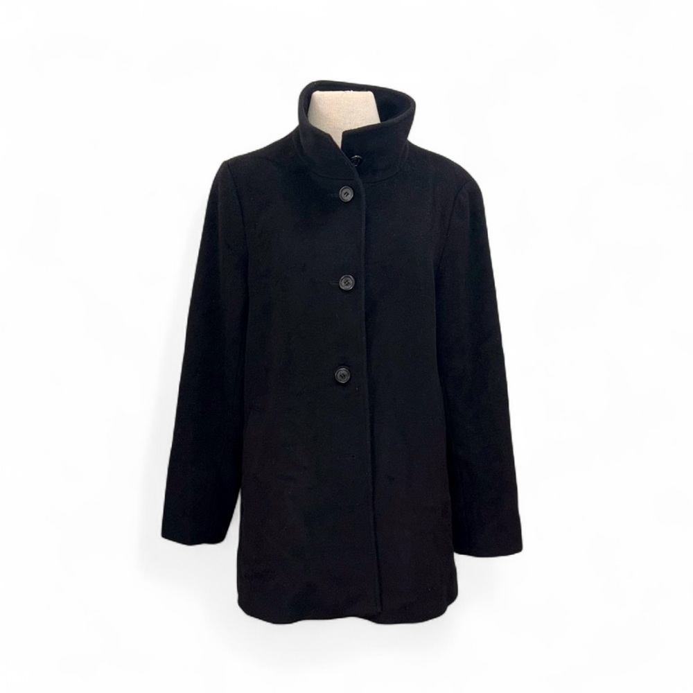 Ralph Lauren Black Wool Blend Car Over Coat Size Large Old Money Preppy Classic - Picture 2 of 15